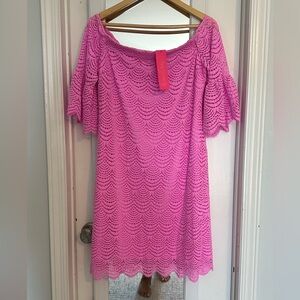 Lilly Pulitzer Lexs dress in lilac rose lace scalloped bottom